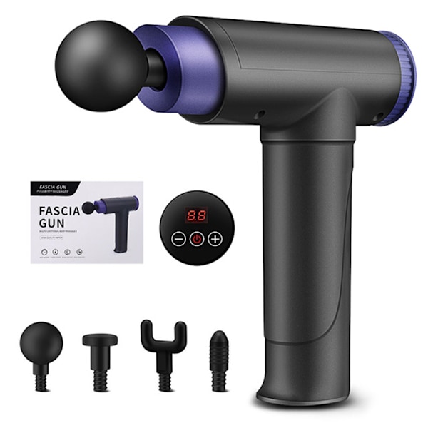 Kraftfull Massage Pistol (4 Huvuden) Grå