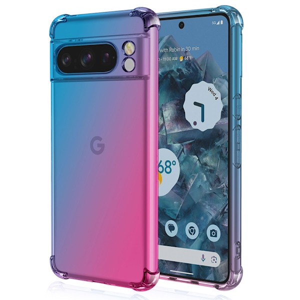 Google Pixel 8 Pro - Flexibelt Skyddsskal i Silikon Rosa/Grön