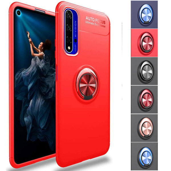 Huawei Nova 5T - Käytännöllinen kansi sormustelineellä Röd