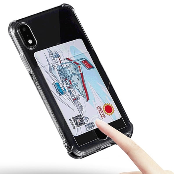 iPhone XR - Stötdämpande Floveme Skal med Korthållare Transparent/Genomskinlig