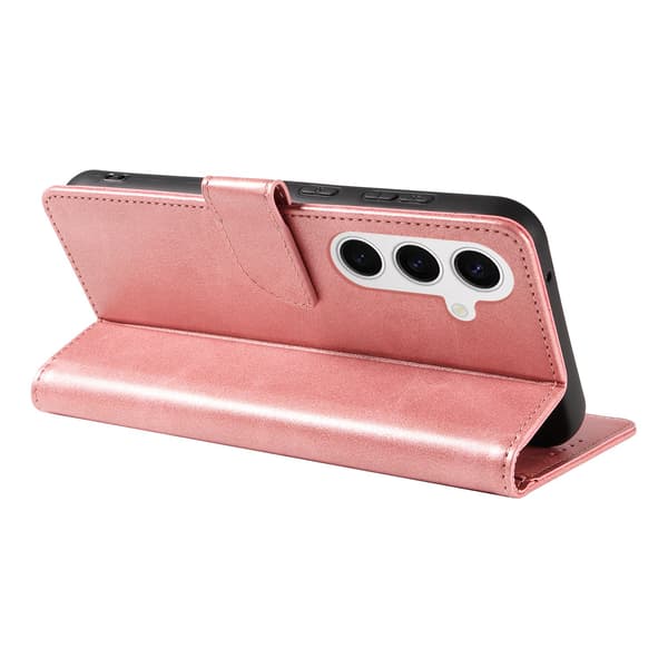 S24 Plus - Elegant Läderplånboksfodral i 6 färger Roséguld