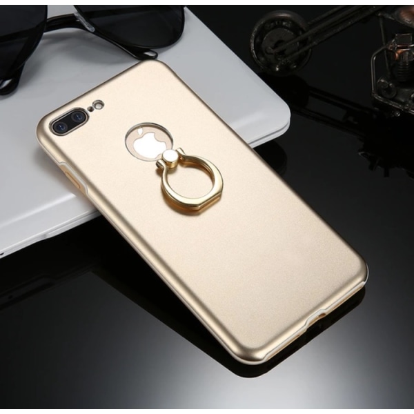 Elegant Stilfuldt iPhone 7 Plus etui med ringholder KISSCASE Svart