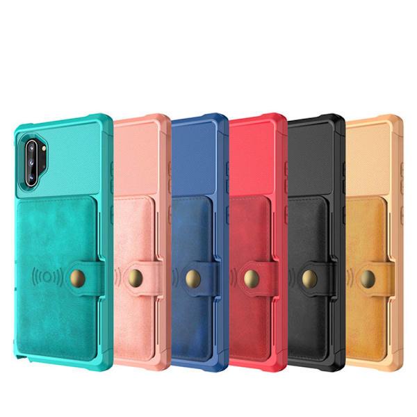 Elegantti älykäs kuori korttipaikalla - Samsung Galaxy Note10+ Röd Röd