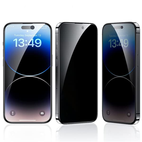 2-PACK iPhone 14 Pro Skärmskydd Anti-Spy HD 0,3mm Svart