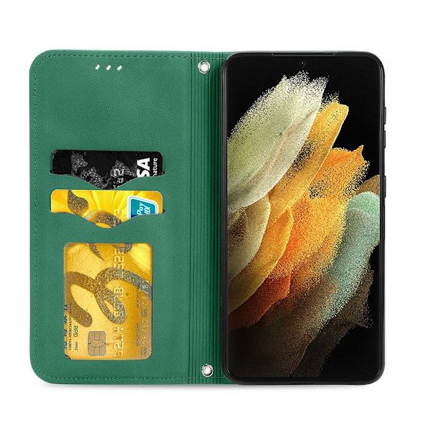 Samsung Galaxy S21 Ultra - Stilsäkert Praktiskt Plånboksfodral Mörkblå