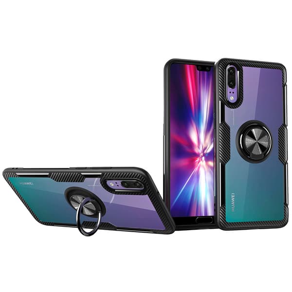 Huawei P20 - Skyddsskal med Ringhållare (LEMAN) Blå/Blå