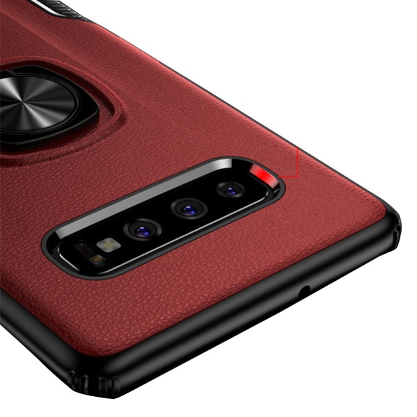 Samsung Galaxy S10 - Stilsäkert Skal med Ringhållare (LEMAN) Röd