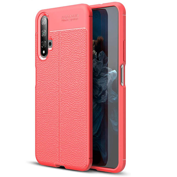 Kraftig Litchi Cover - Huawei Nova 5T Röd