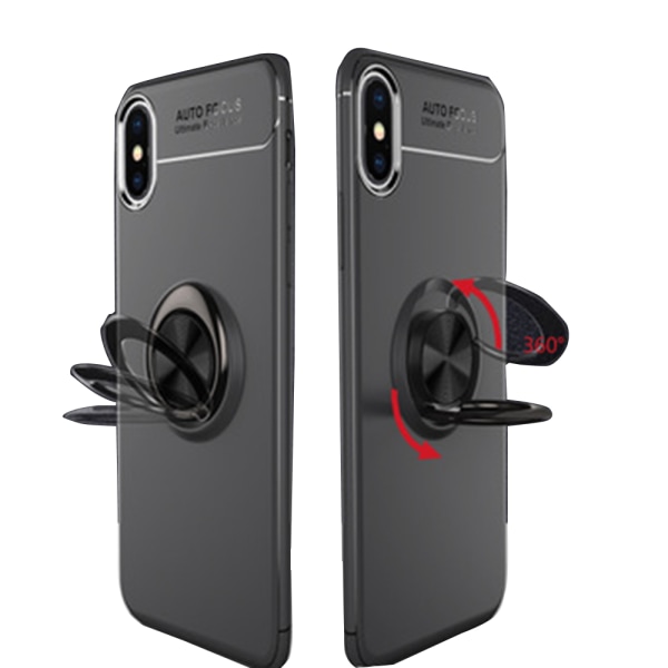 iPhone XR - AUTO FOCUS - Skal med Ringhållare Svart/Röd
