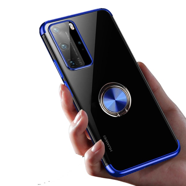 Huawei P40 Pro - Praktisk stilfuldt cover med ringholder Blå