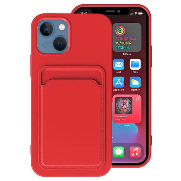 iPhone 13 Mini - Smart Skal med Korthållare Orange