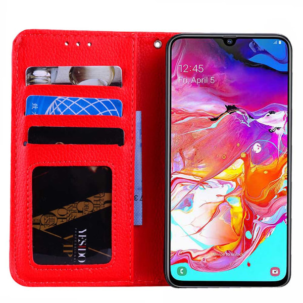Nkobee Stilrent Effektfullt Plånboksfodral - Samsung Galaxy A70 Röd