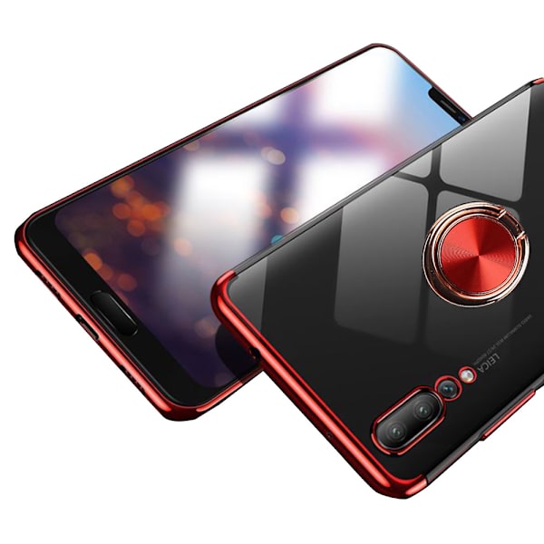 Exklusivt Silikonskal Ringhållare FLOVEME - Huawei P20 Svart