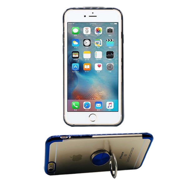 iPhone 6/6S PLUS - Stilig silikonetui med ringholder Silver