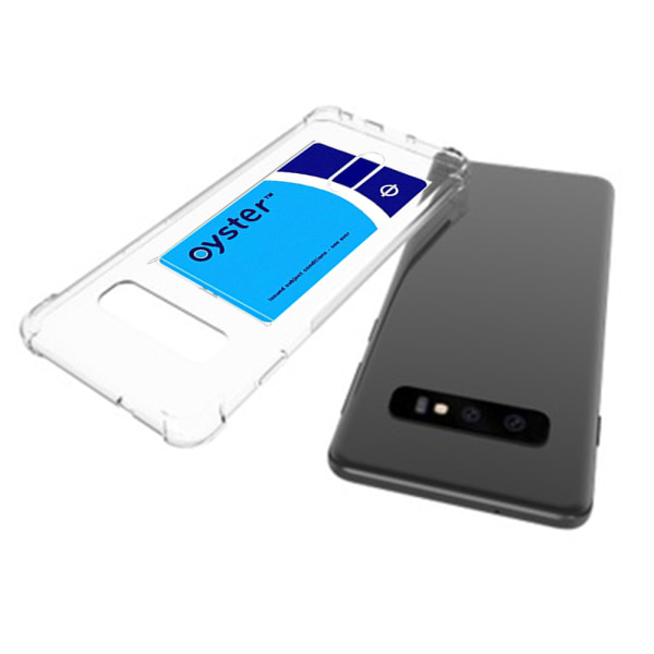Samsung Galaxy S10 Plus - Genomt�nkt Skyddsskal med Kortfack Transparent/Genomskinlig
