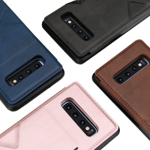 Elegant Smart Skal Kortfack (Hanman) - Samsung Galaxy S10 Plus Brun