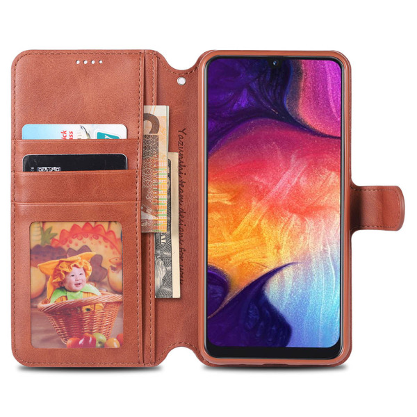 Samsung Galaxy A70 - Praktisk AZNS Wallet Case Brun