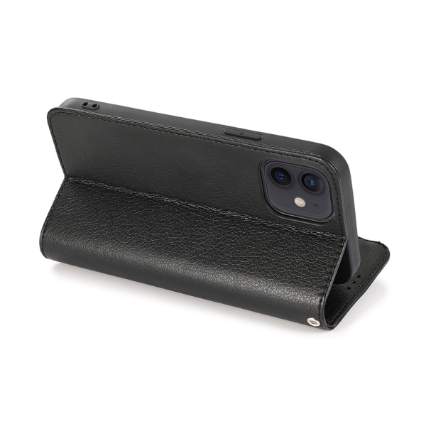 iPhone 12 Mini - Välgjort Plånboksfodral Svart