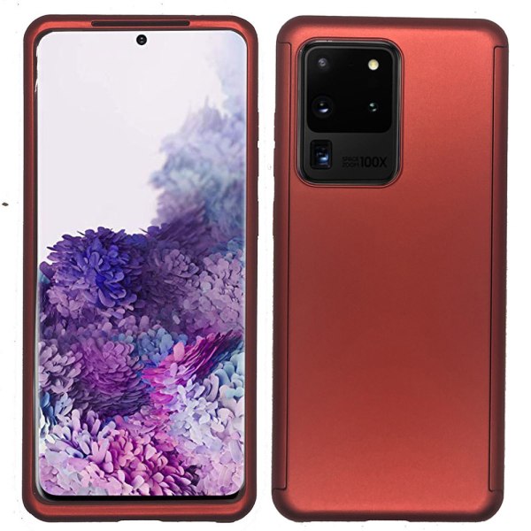 Samsung Galaxy S20 Ultra - Genomtänkt Dubbelt Skyddsskal Röd