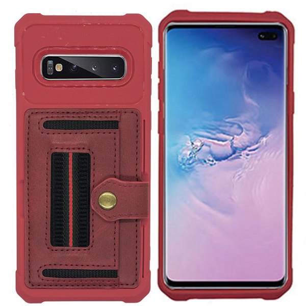 Samsung Galaxy S10 - Robust cover med kortholder Röd