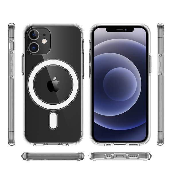 iPhone 12 Mini - Beskyttende Magnetisk Silikonetui Genomskinlig