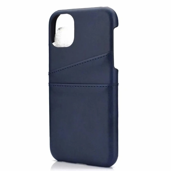 iPhone 15 Pro - Tynt PU-skinndeksel med 2 kortspor Marine blue