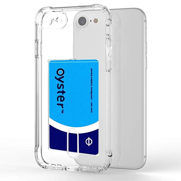 iPhone 7 - Støtdempende Silikondeksel med Kortlomme Transparent