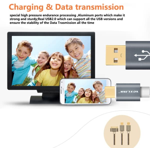 Slittålig USB Snabbladdningskabel Lightning 100cm Blå Blå