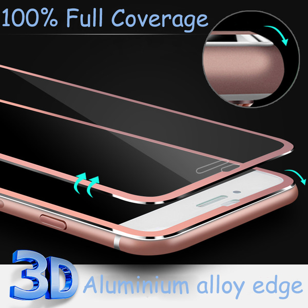 iPhone 7 (3-PACK) ProGuard Skärmskydd 3D Aluminiumram Roséguld