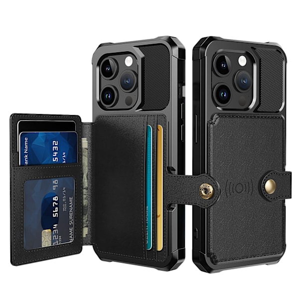 Elegant plånboksfodral i lyxigt PU-läder för iPhone 15 Pro Grön