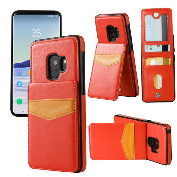 Skinnveske med lommebok/kortspor for Samsung Galaxy S9+ Röd