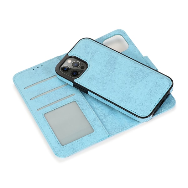 iPhone 15 Pro - Plånboksfodral i PU-läder med 3-kortfack Ljusblå