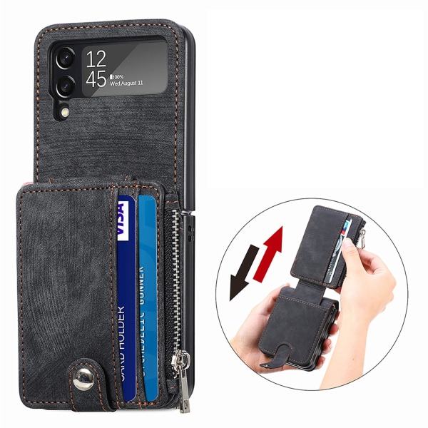 Samsung Galaxy Z Flip 3 - Praktisk deksel med lommebok Svart