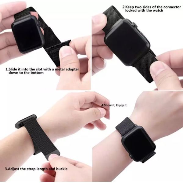 Apple Watch 42mm - Stilren stållänk Svart