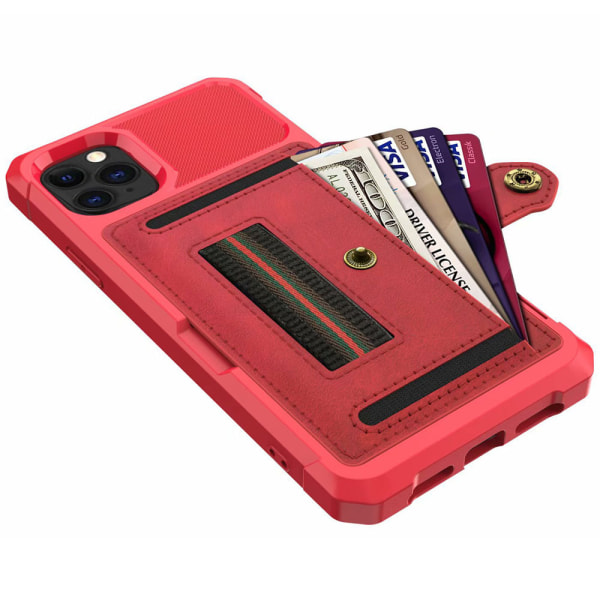 iPhone 11 Pro - Elegant beskyttelsescover med kortrum Röd
