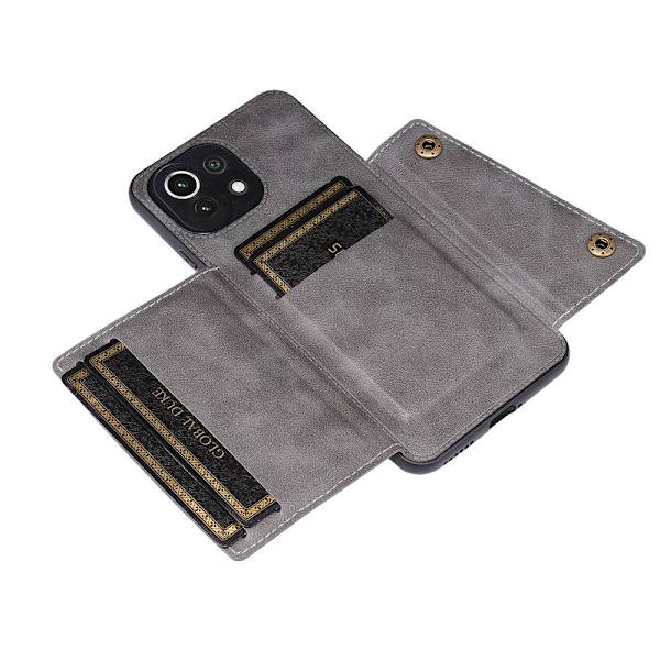 Xiaomi Mi 11 Lite - Stilsäkert Praktiskt Skal med Kortfack Svart