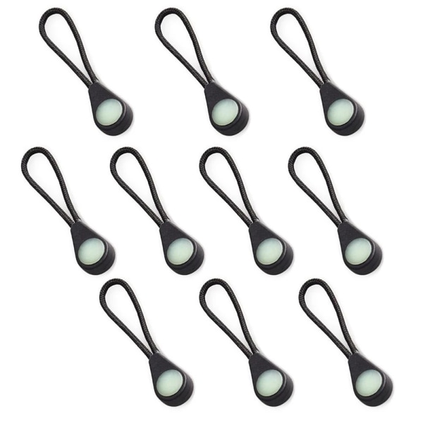 Effektfull Glow in the Dark Blixtlåsdragare (10-Pack) Svart