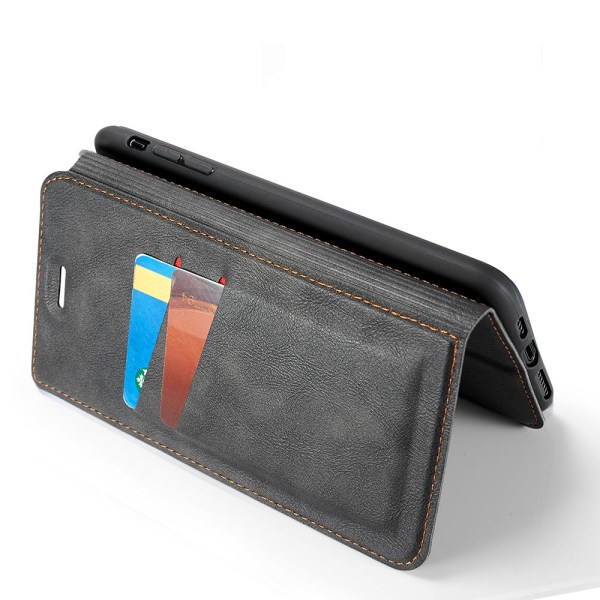iPhone XS Max - Praktisk Vintage Wallet Case Svart