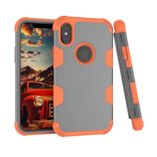 Smart Multilayer Cover til iPhone X/XS Grå/Orange Grå/Orange