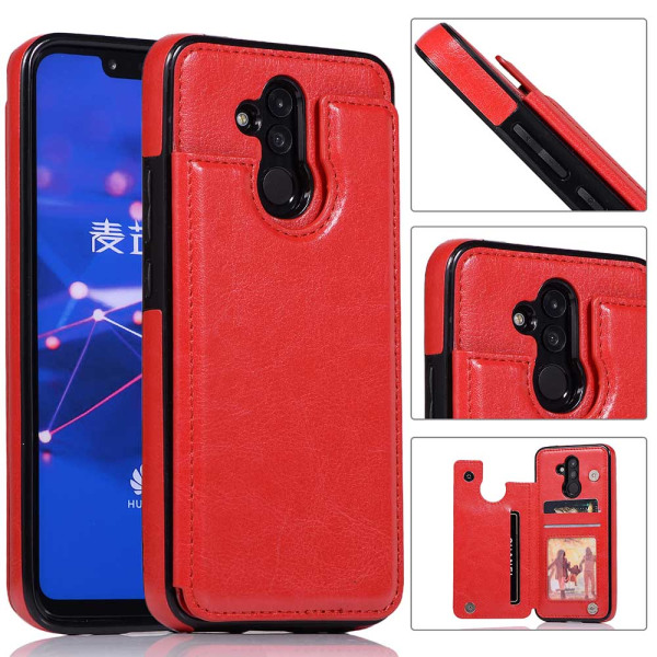 Huawei Mate 20 Lite - Praktisk stilfuldt cover med kortholder Röd