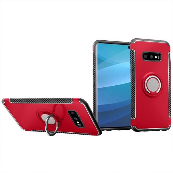 Stilsäkert Skal med Ringhållare - Samsung Galaxy S10 Röd