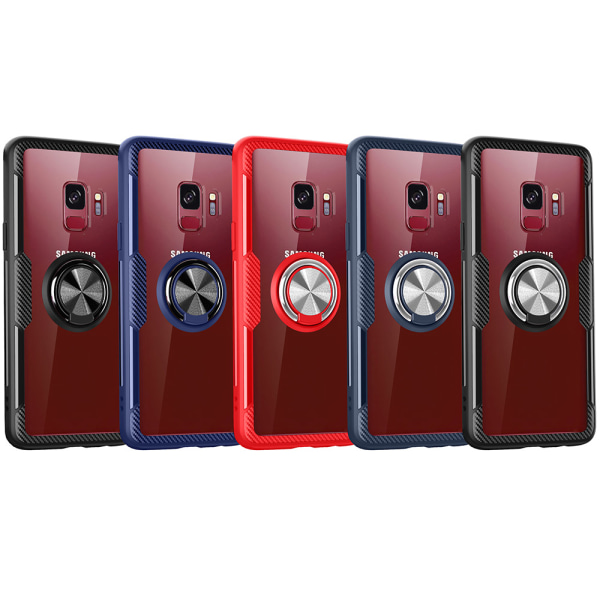 Tehokas kotelo sormustelineellä - Samsung Galaxy S9 Plus Röd/Silver
