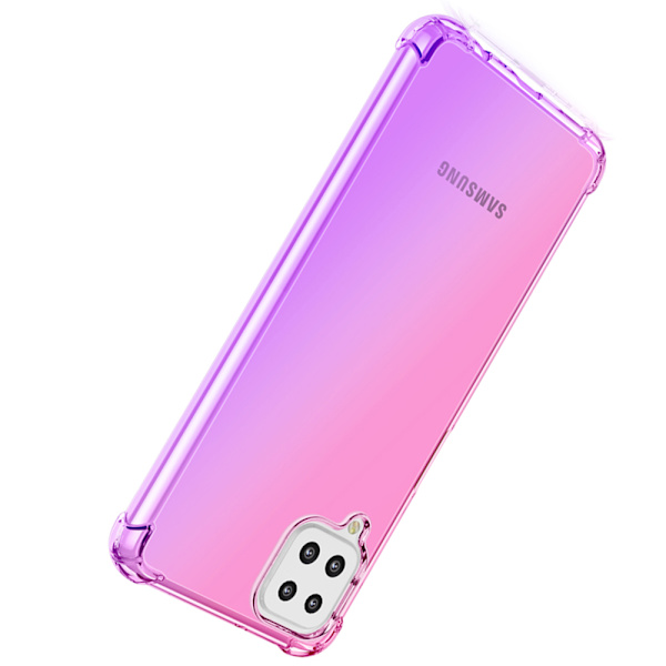 Samsung Galaxy A22 4G - Stødabsorberende stilfuldt silikonecover Blå/Rosa