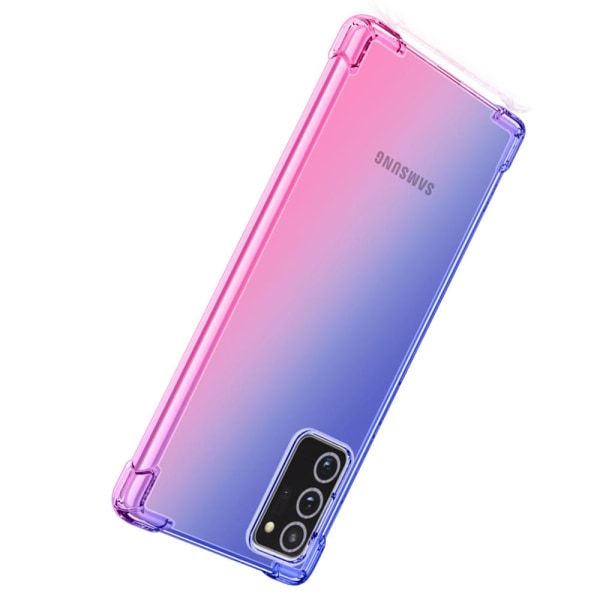 Samsung Galaxy Note 20 - Stødabsorberende stilfuldt silikonecover Blå/Rosa