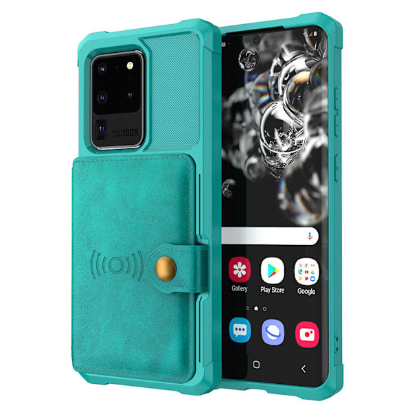 Samsung Galaxy S20 Ultra - Genomt�nkt Skal med Kortfack Grön