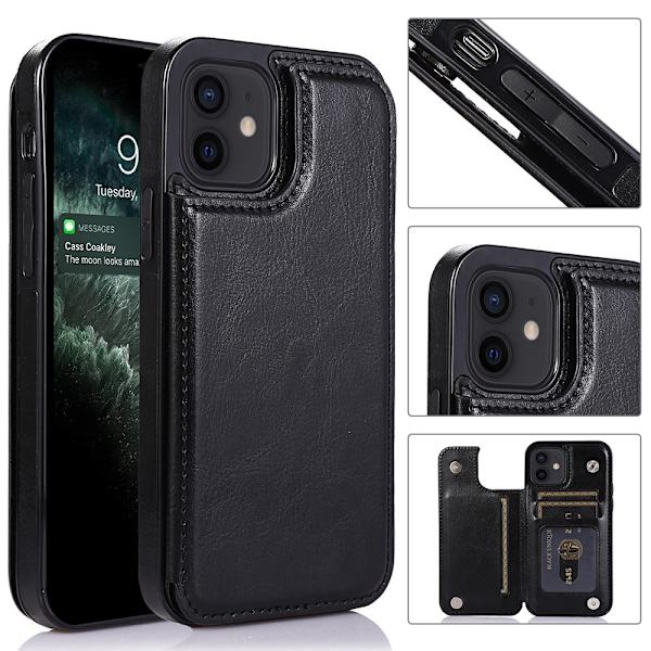 iPhone 12 Mini -Stilrent Skal med Korthållare Mörkblå