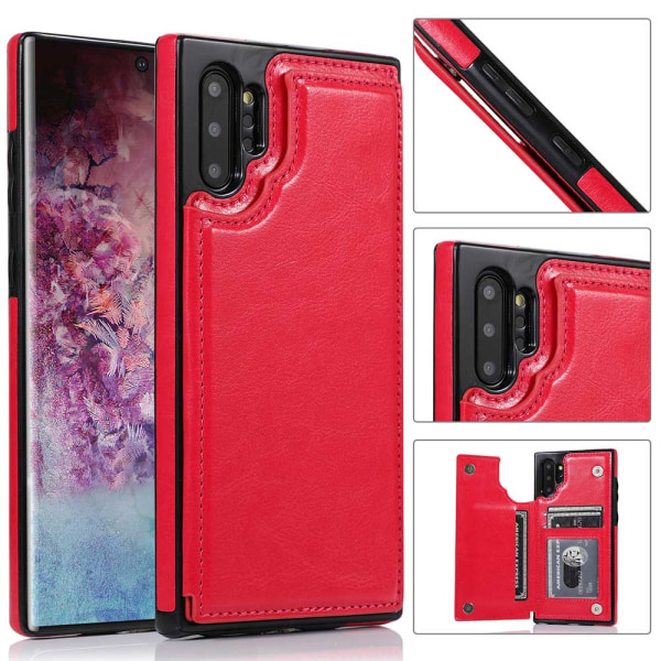 Glatt beskyttelsesdeksel med kortrom - Samsung Galaxy Note10 Plus Röd
