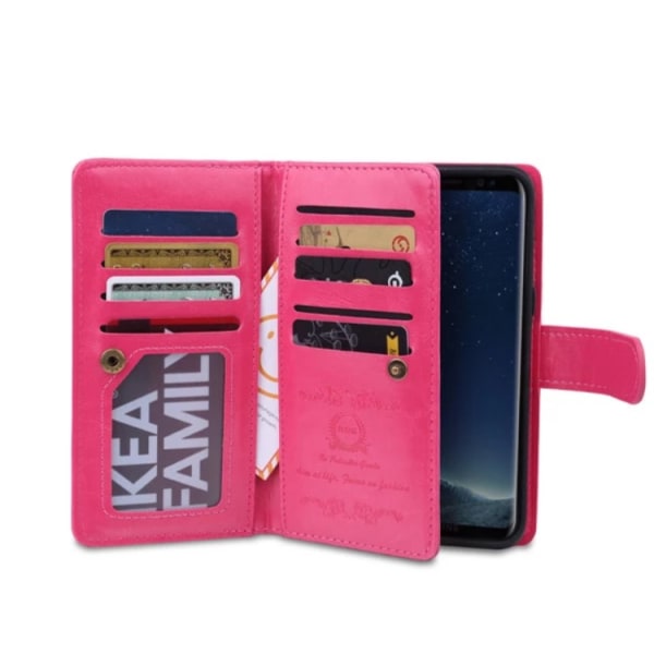 Elegant 9 kort Plånboksfodral för Samsung Galaxy S8+ FLOVEME Rosa