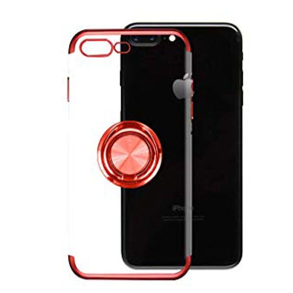 Älykäs silikonikuori sormustelineellä - iPhone 8 Plus Röd