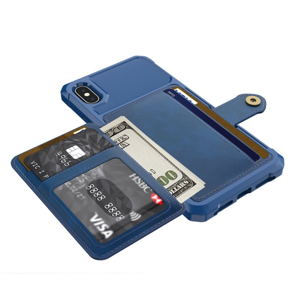 Stilig beskyttelsesdeksel med kortrom - iPhone X/XS Blå
